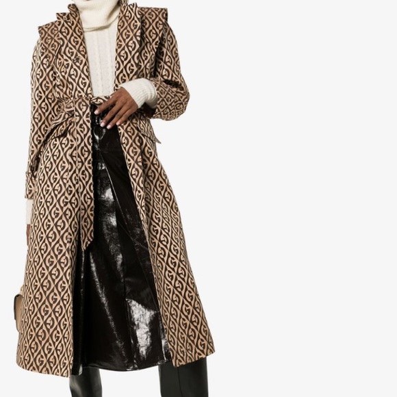 New authentic Gucci Rhombus Belted Trench Coat jacket brown 44 Large - Picture 4 of 16